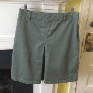 Vintage J. Crew Army Green Inverted Pleat A-line Skirt - Sz 6
